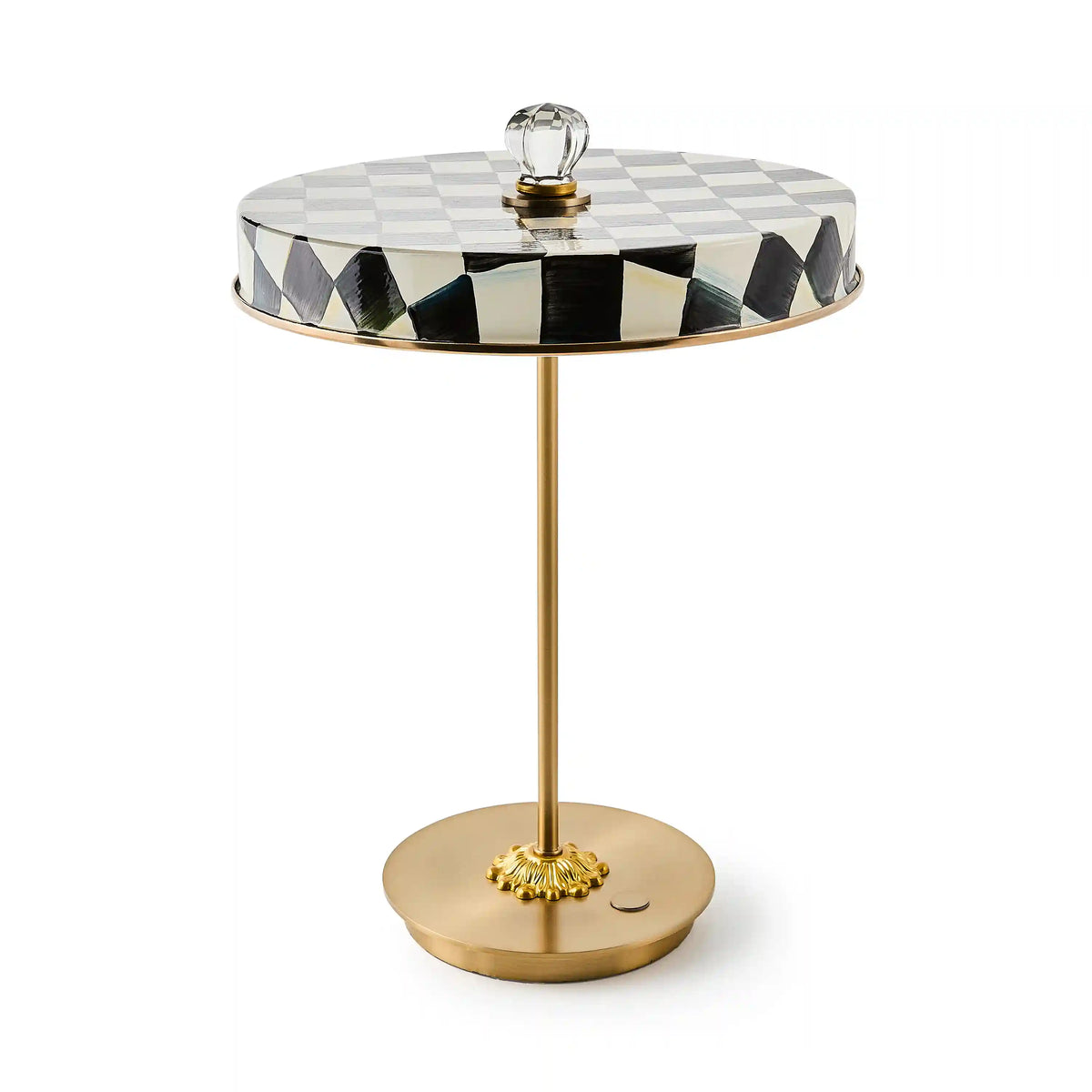 Emerald Check LED Rechargeable Disk Table Lamp