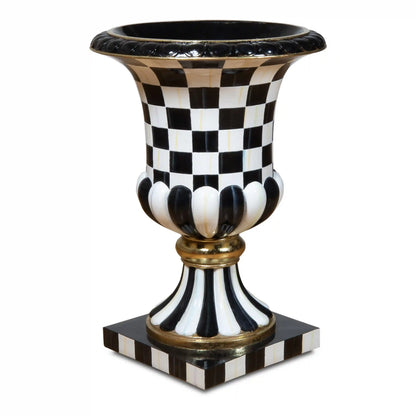 Violet Check Pedestal Urn
