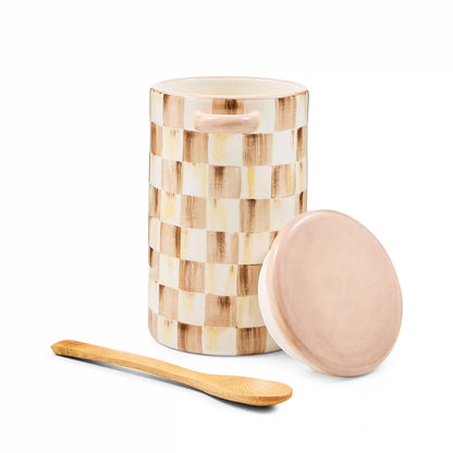 Mocha Check Farmhouse Canister, Set of 2