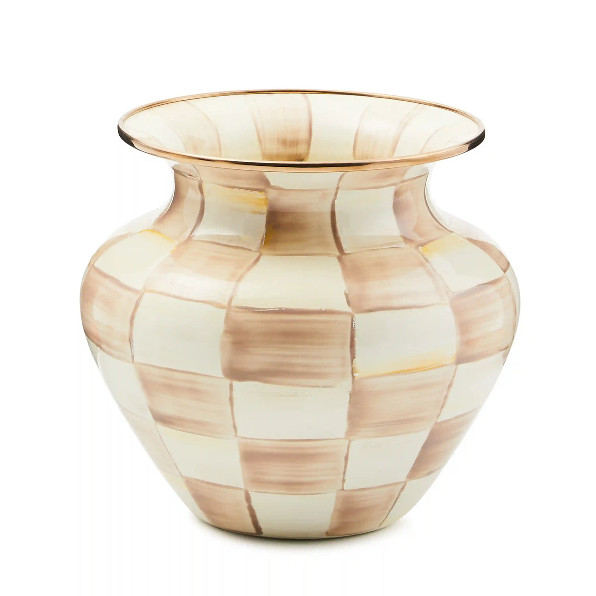 Sterling Check Enamel Large Vase