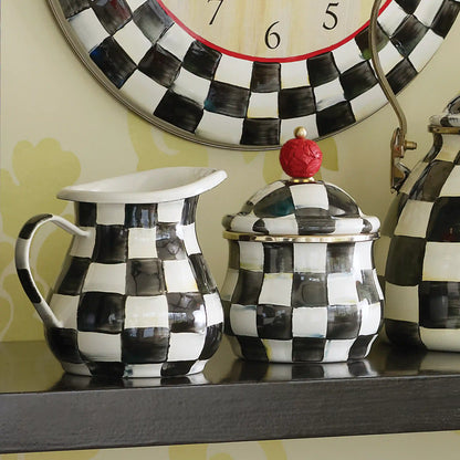 Violet Check Lidded Sugar Bowl