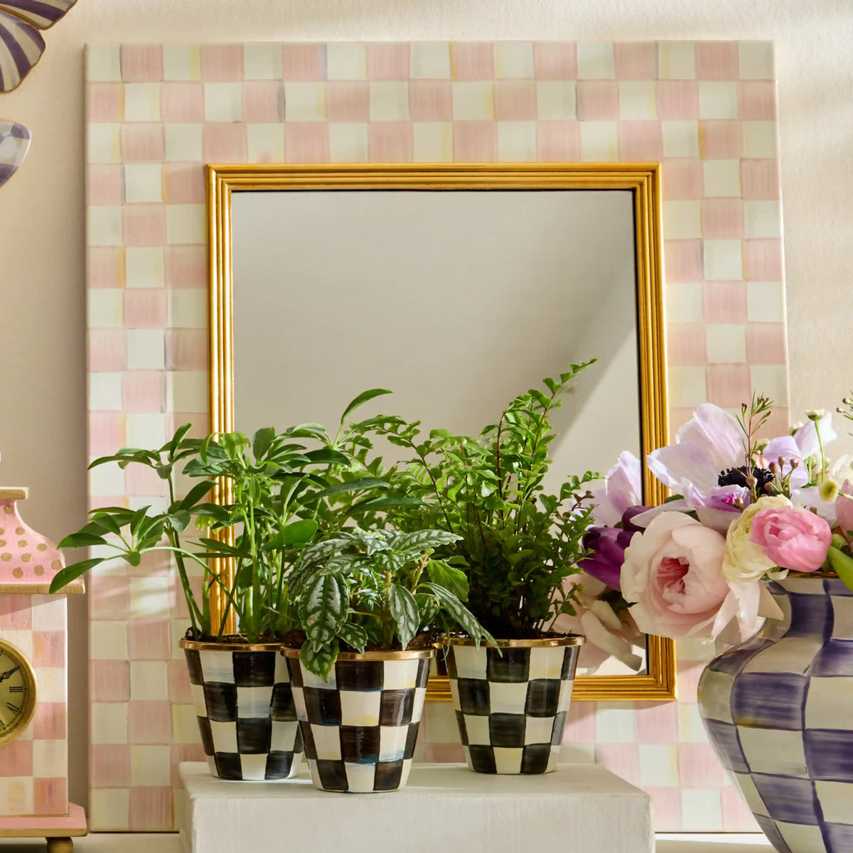 Sky Check Enamel Wall Mirror