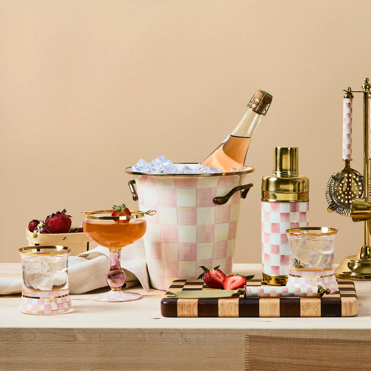 Mocha Check Wine Cooler