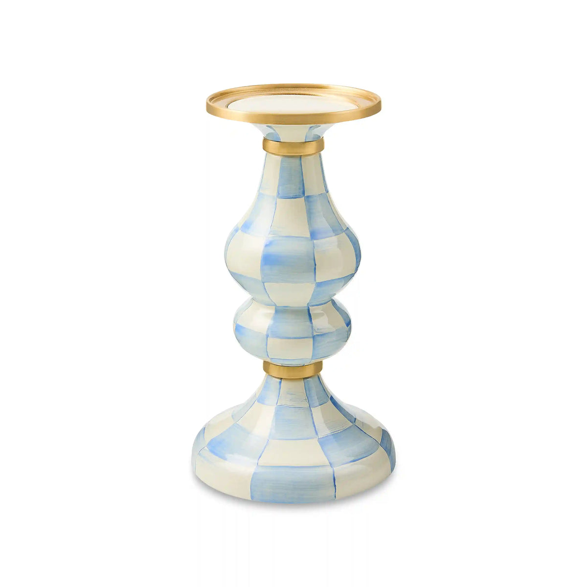 Emerald Check Large Pillar Candlestick