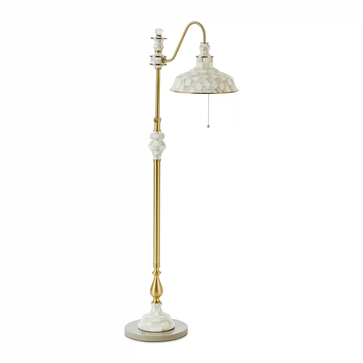 Mocha Check Farmhouse Floor Lamp