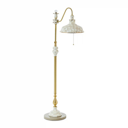 Mocha Check Farmhouse Floor Lamp