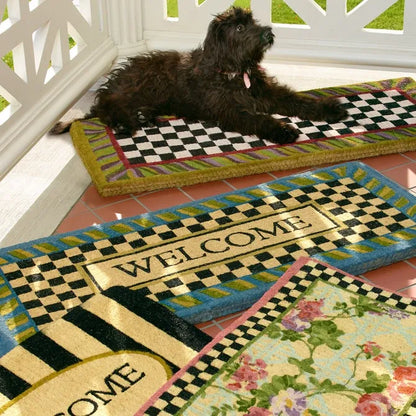 Welcome Periwinkle Double Door Entrance Mat