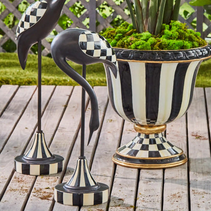 Sterling Check Pedestal Urn