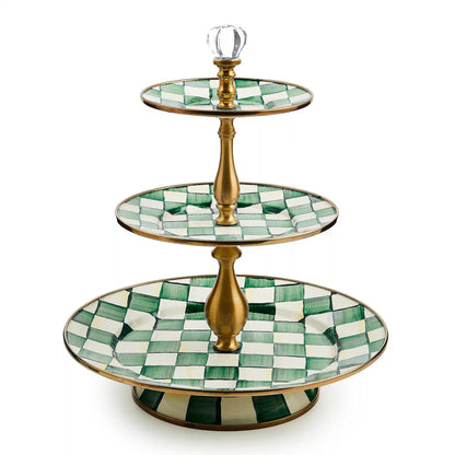 Emerald Check Two Tier Sweet Stand