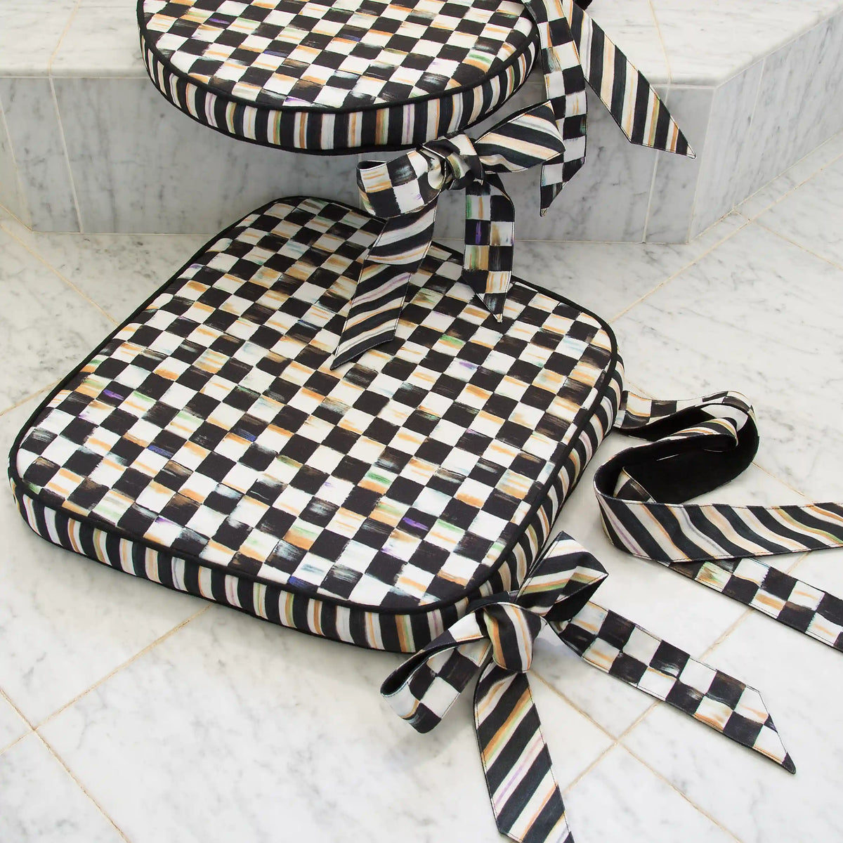 Mocha Check Chair Cushion