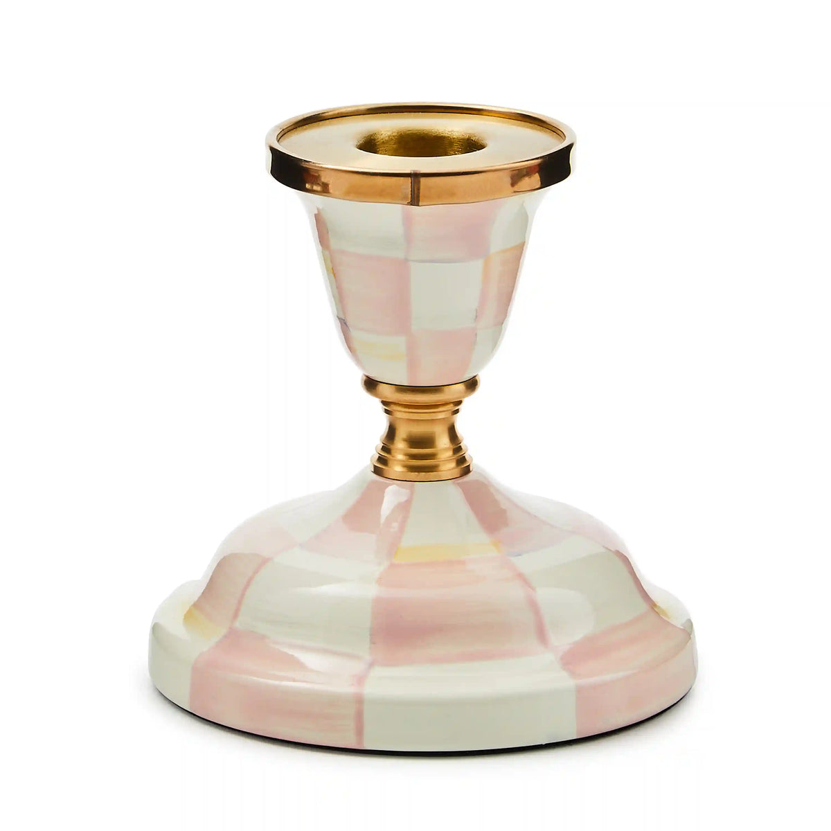 Emerald Check Small Candlestick