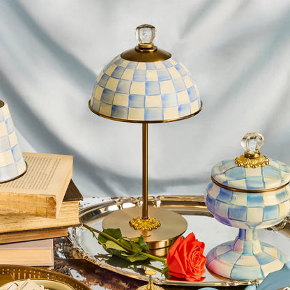 Violet Check LED Rechargeable Dome Table Lamp