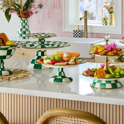 Sterling Check Mini Pedestal Platter
