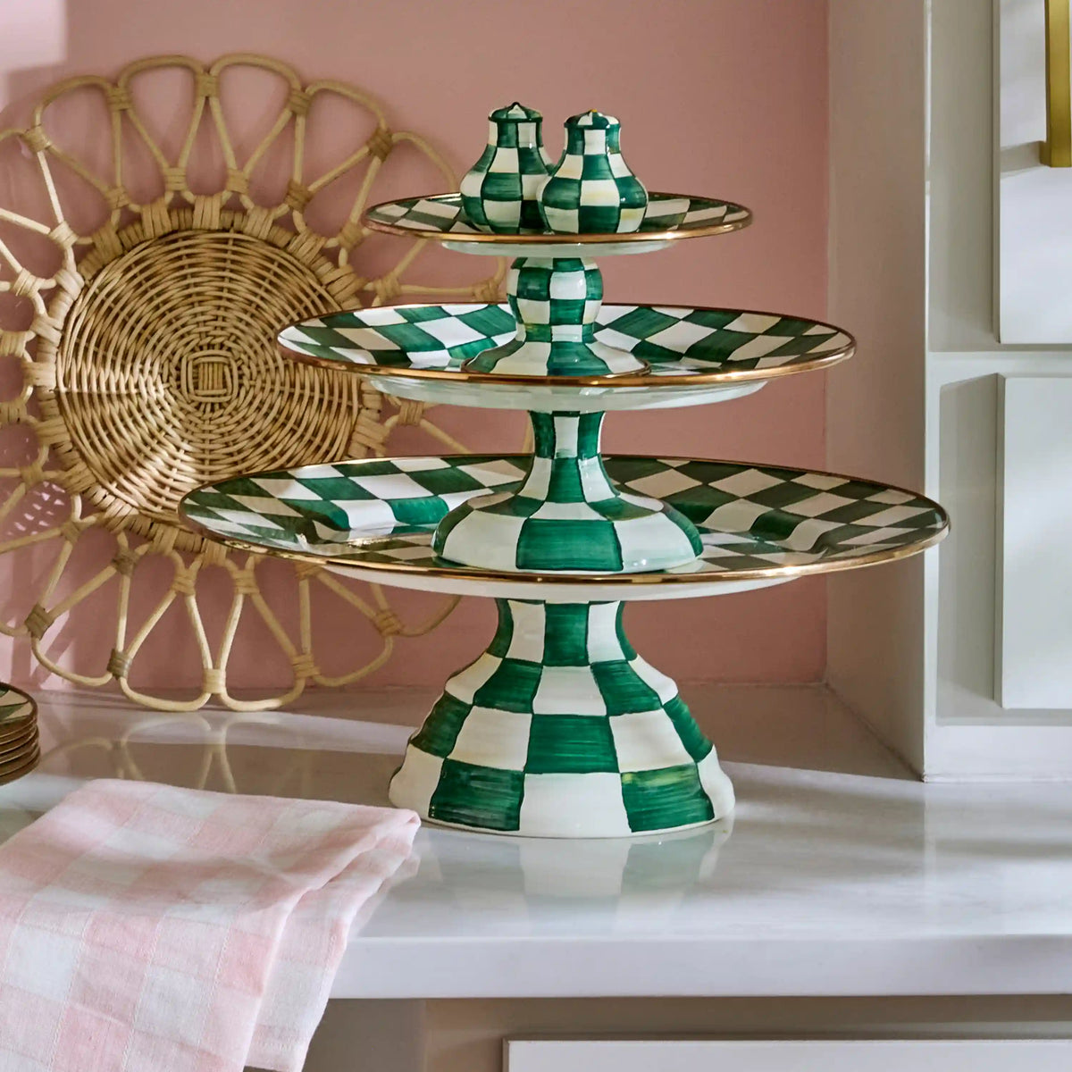 Sterling Check Mini Pedestal Platter