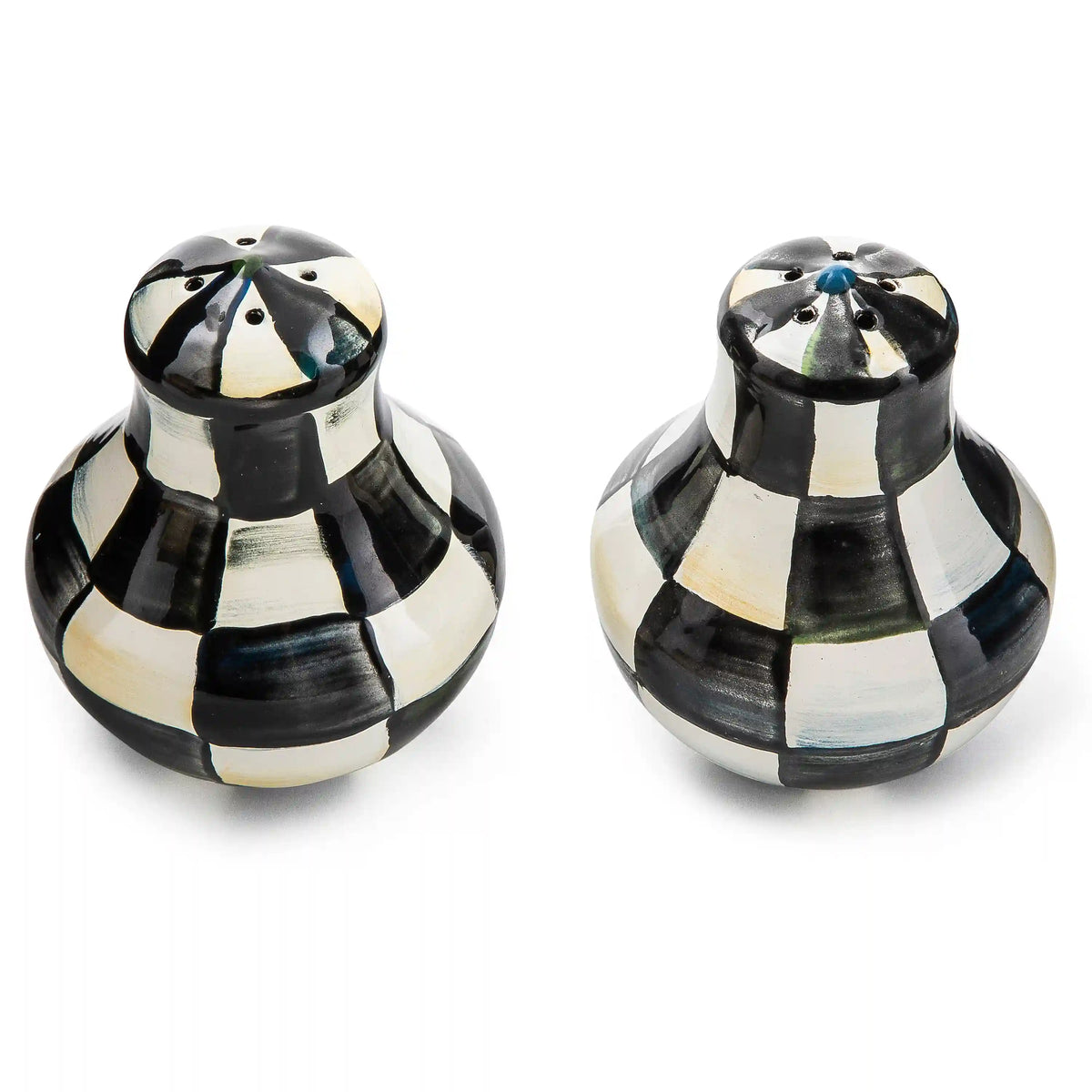 Mocha Check Large Salt & Pepper Shakers