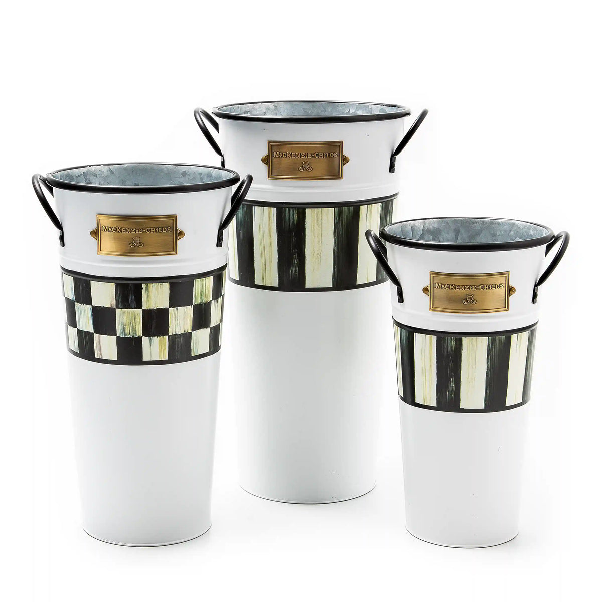 Courtly Stripe Flower Buckets, Set of 3