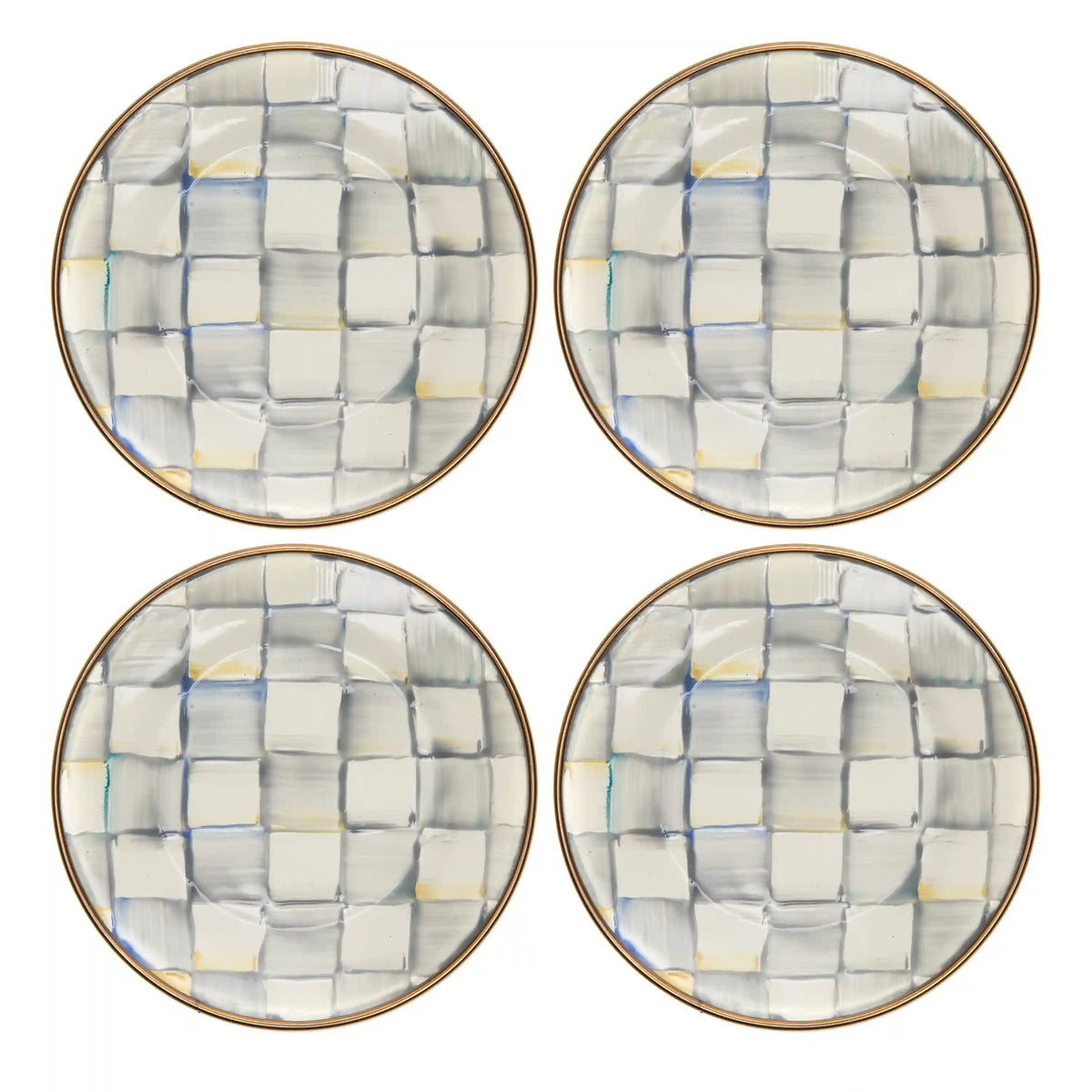 Sterling Check Appetizer Plates, Set of 4