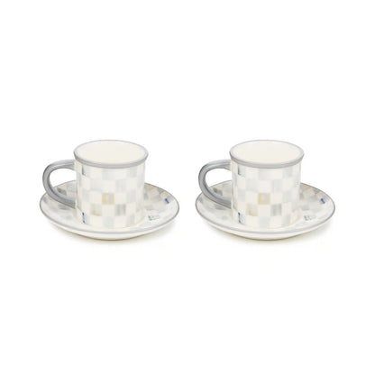 Courtly Check Espresso Cup & Saucer, Set of 2
