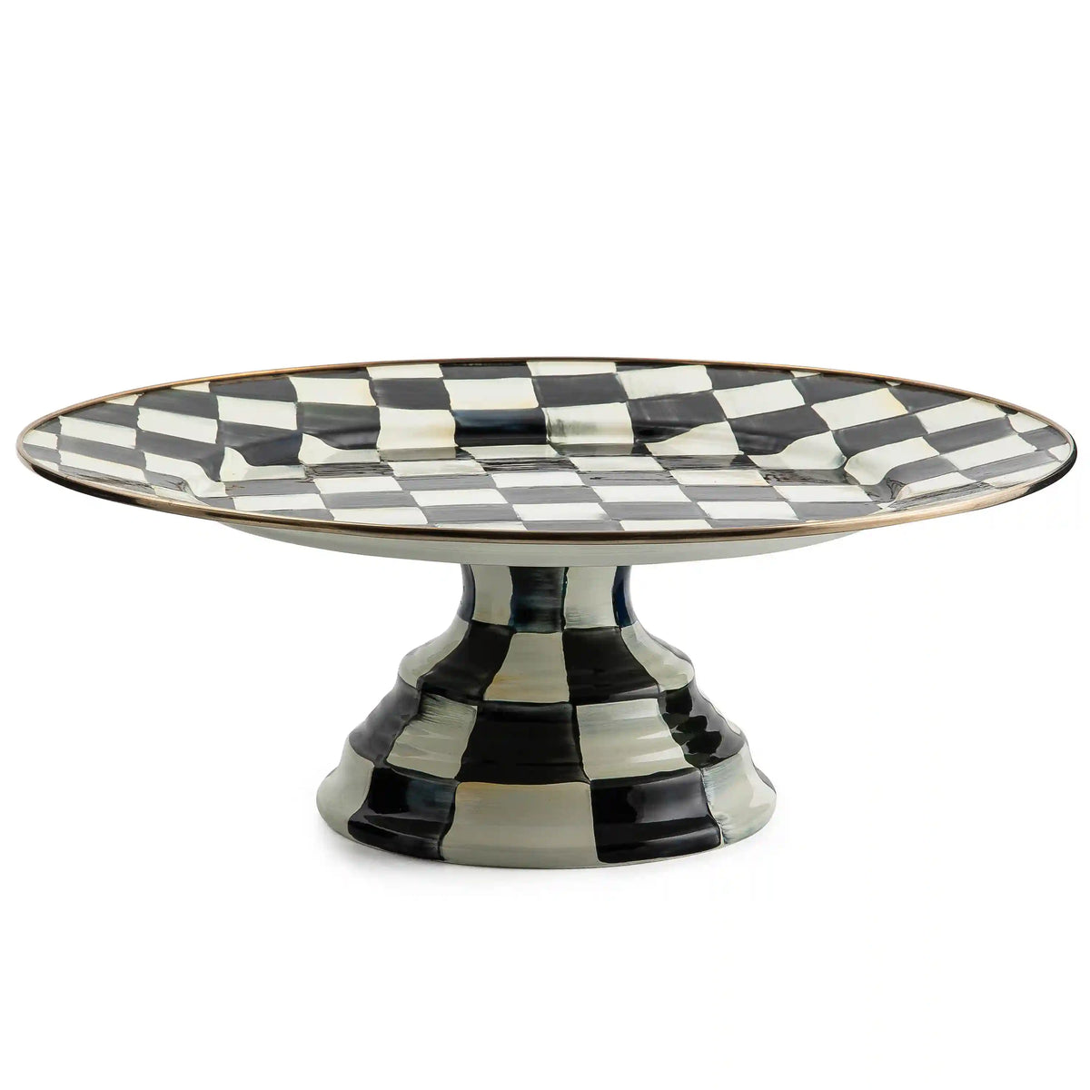 Emerald Check Small Pedestal Platter