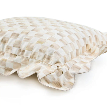 Violet Check Reversible Scalloped Lumbar Throw Pillow
