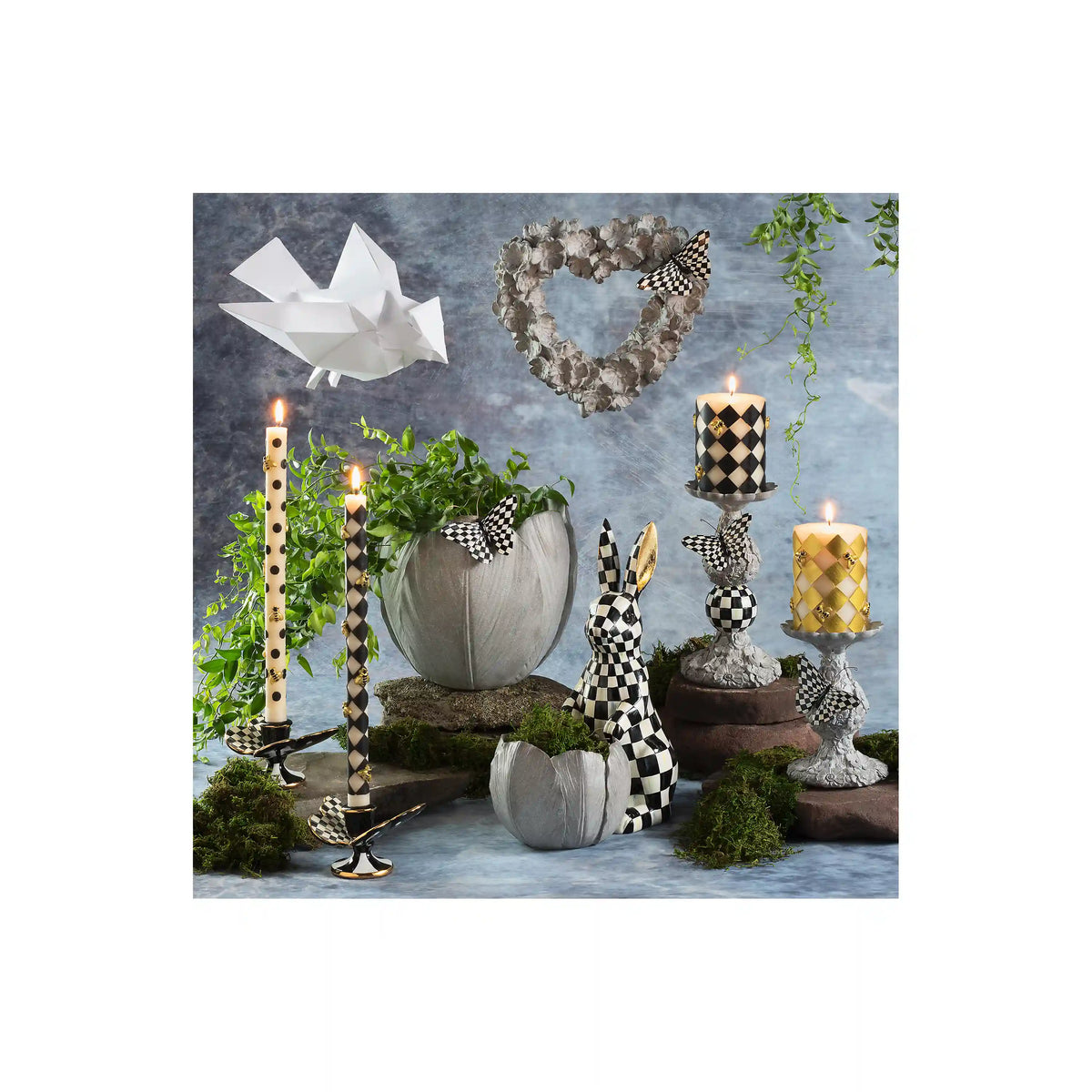 Butterfly Toile Candle Holders, Set of 2