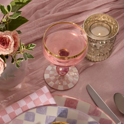 Rosy Check Wine Glass