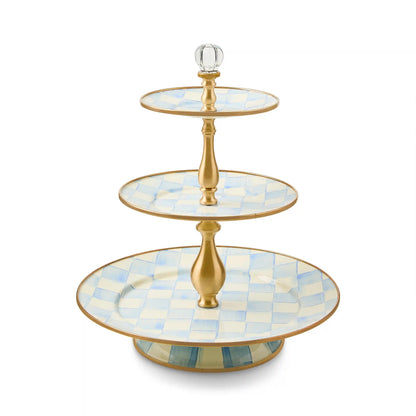 Violet Check Three Tier Sweet Stand