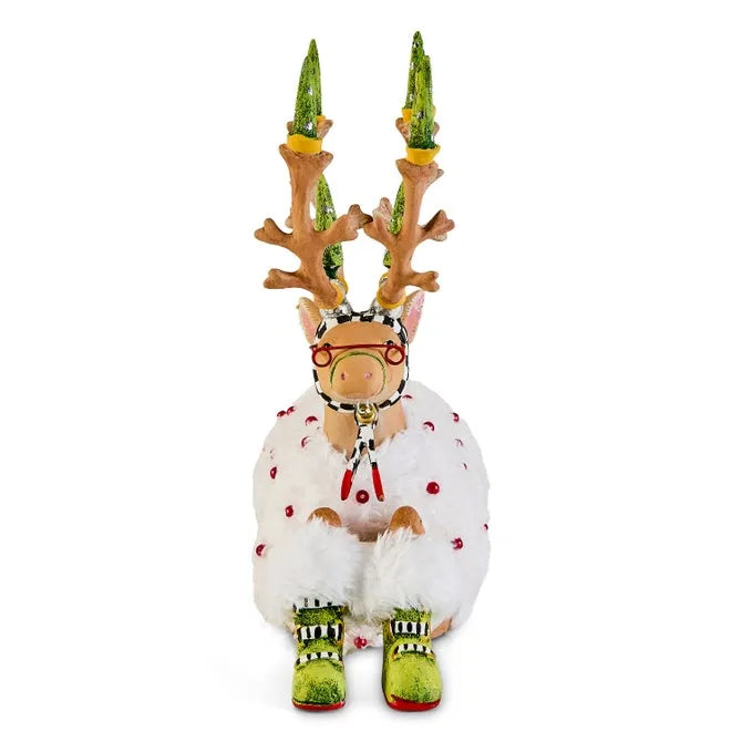 Patience Brewster Dash Away Sitting Blitzen Reindeer Figure
