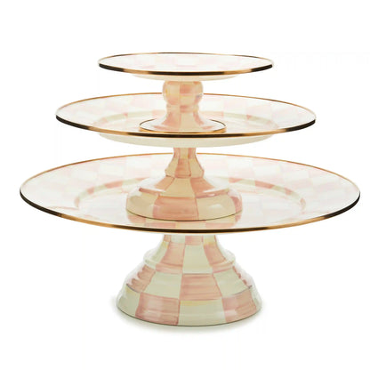 Mocha Check Large Pedestal Platter