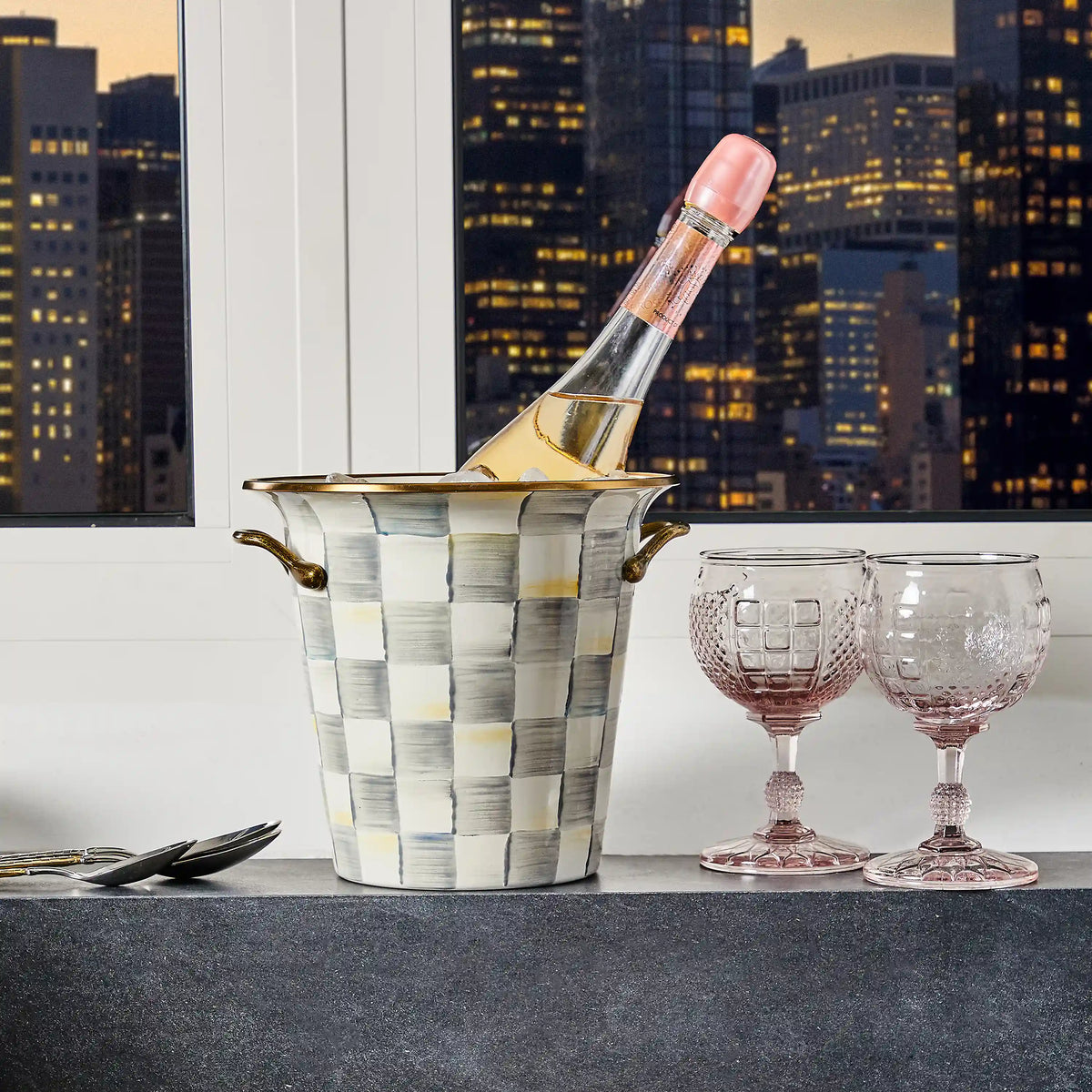 Mocha Check Wine Cooler