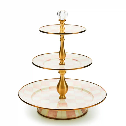 Mocha Check Three Tier Sweet Stand