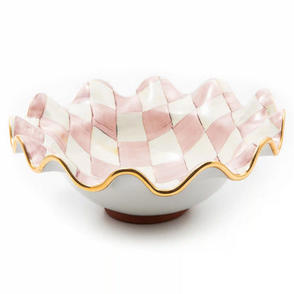 Violet Check Medium Ceramic Fluted Serving Bowl