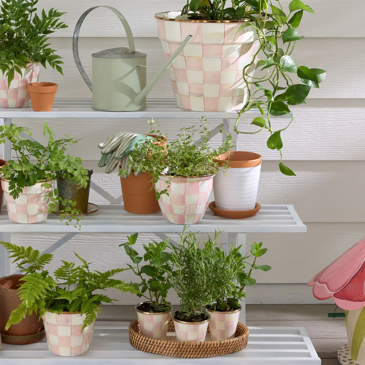 Emerald Check Large Flower Pot