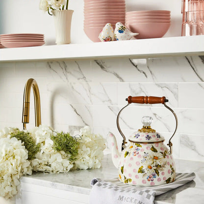 White Flower Market 2 Quart Tea Kettle