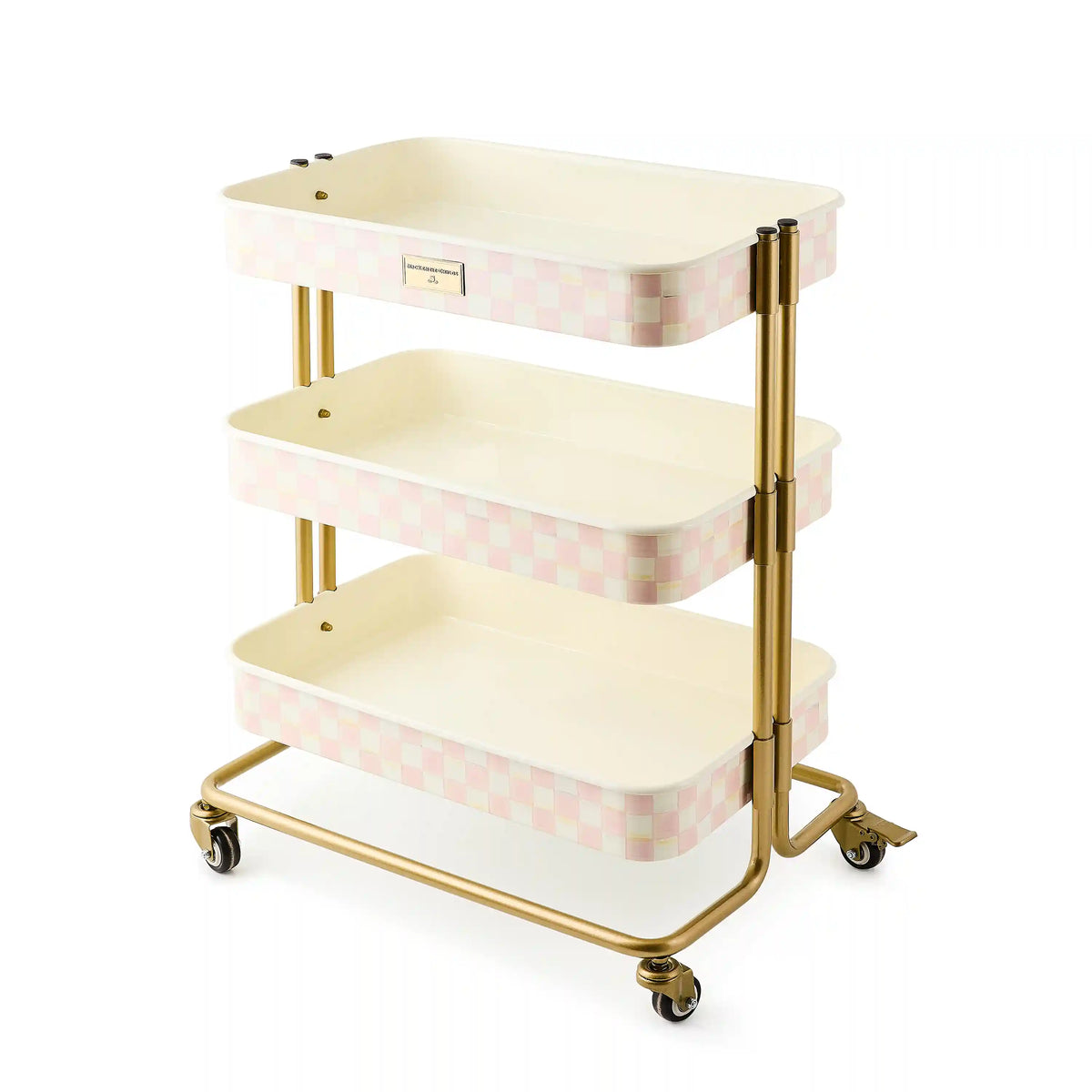 Mocha Check 2-Tier Kitchen Cart