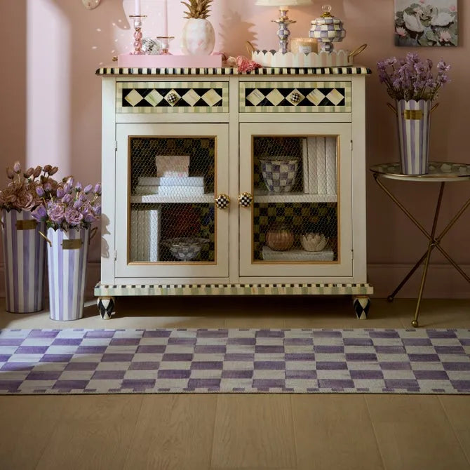 Violet Checkered 3' x 5' Washable Rug