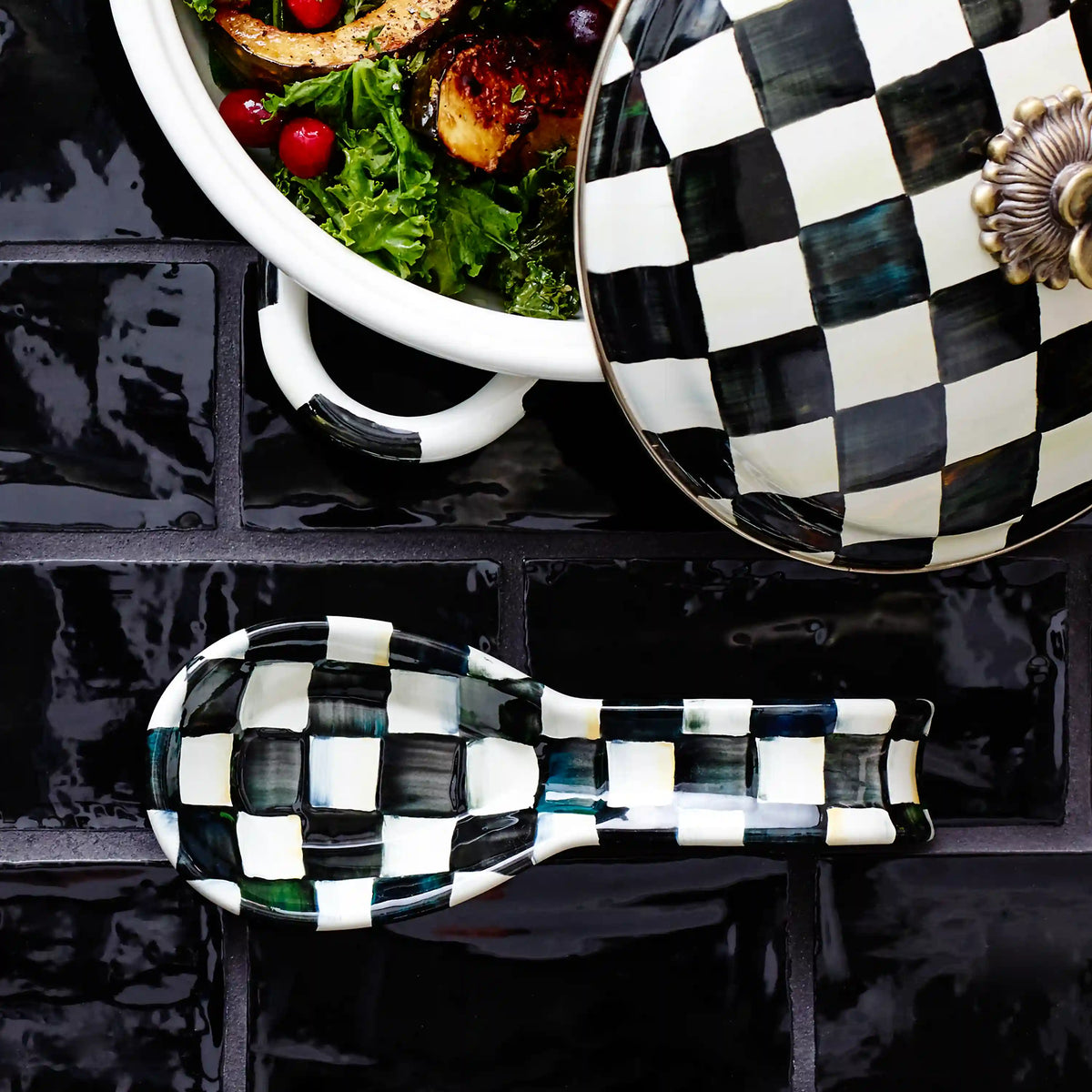 Violet Check Spoon Rest