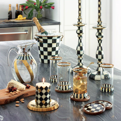 Violet Check Small Candlestick