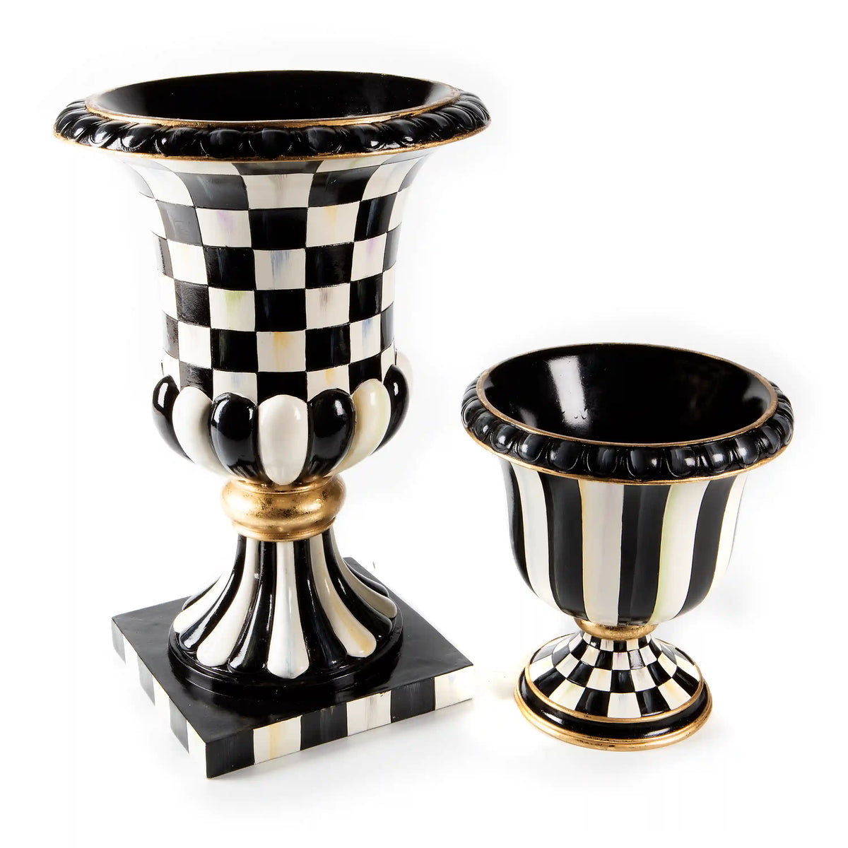 Mocha Check Tabletop Pedestal Urn