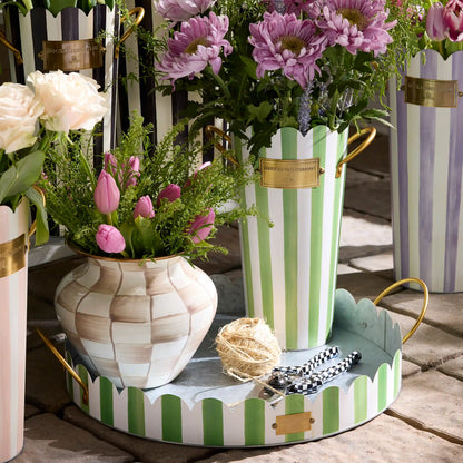 Rosy Stripe Serving Trays, Set of 2