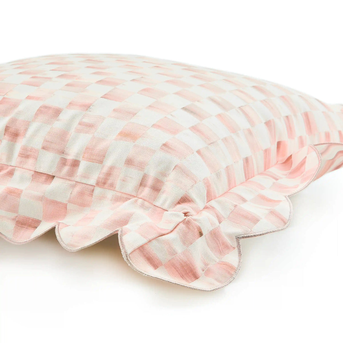 Violet Check Reversible Scalloped Lumbar Throw Pillow