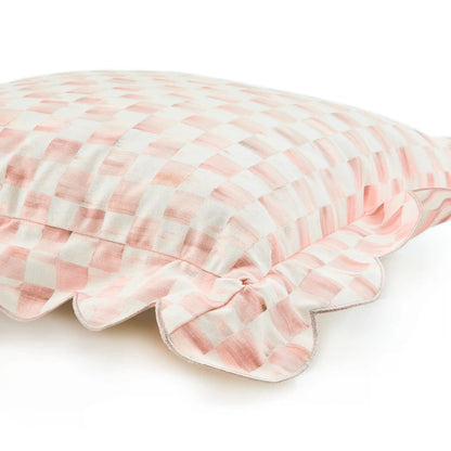 Violet Check Reversible Scalloped Lumbar Throw Pillow