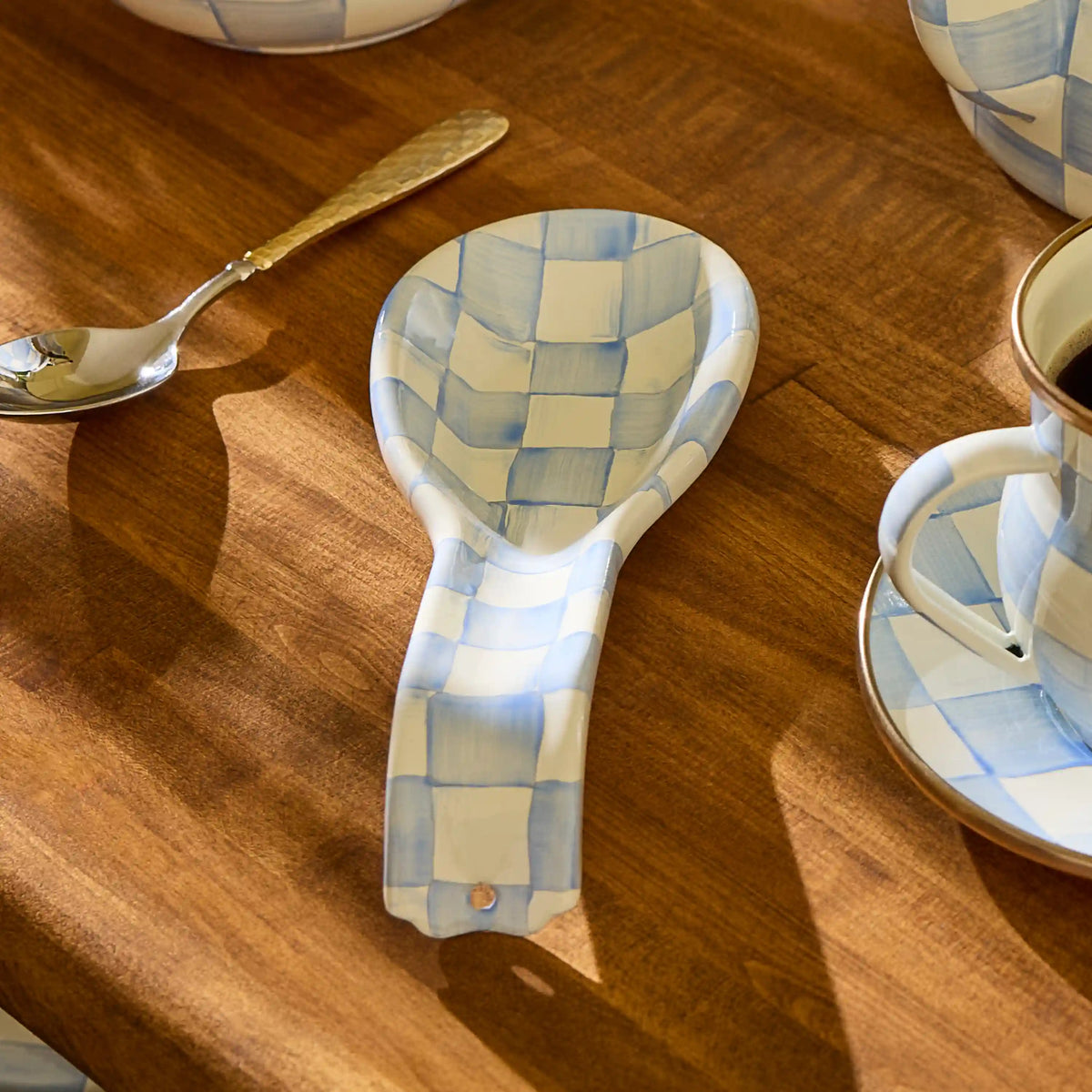 Mocha Check Spoon Rest