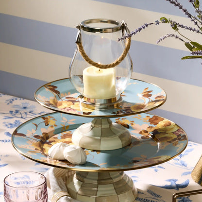 White Flower Market Large Pedestal Platter