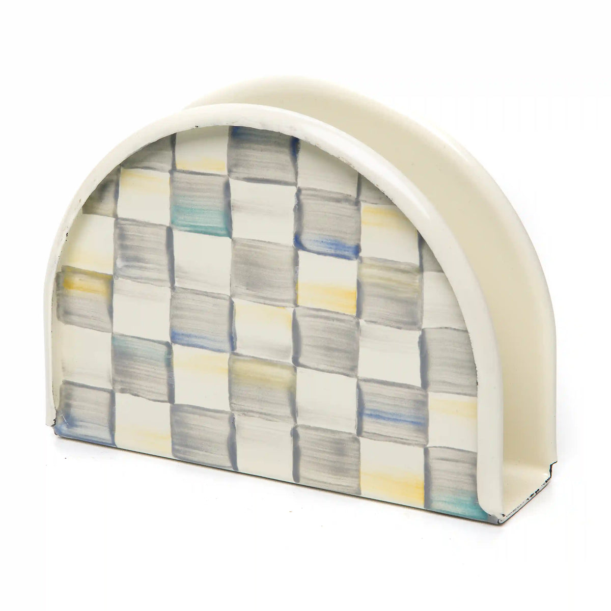 Emerald Check Enamel Napkin Holder