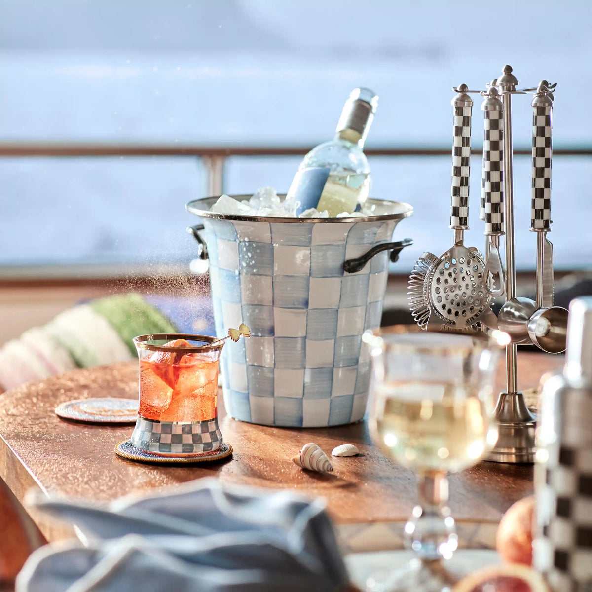 Mocha Check Wine Cooler