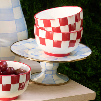 Sterling Check Large Pedestal Platter