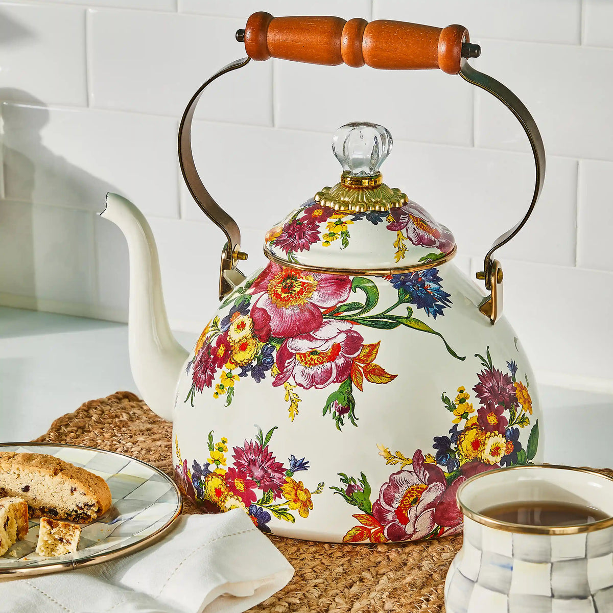 Wildflowers Pink 2 Quart Tea Kettle