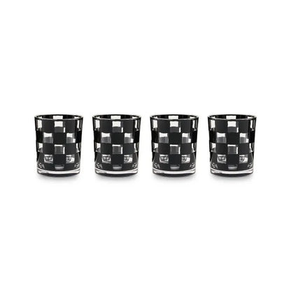 Black Check Acrylic Tumblers, Set of 4