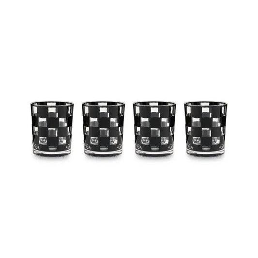 Black Check Acrylic Tumblers, Set of 4